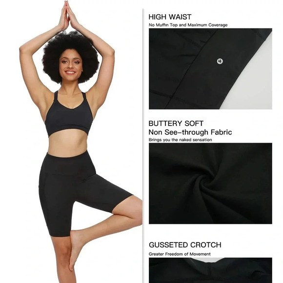 Move Beyond Buttery Soft Women's 8'' High Waist Workout Yoga Shorts - Picture 4 of 5